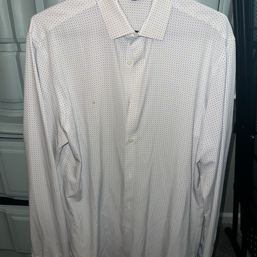 Men's White Polka Dot Dress Shirt